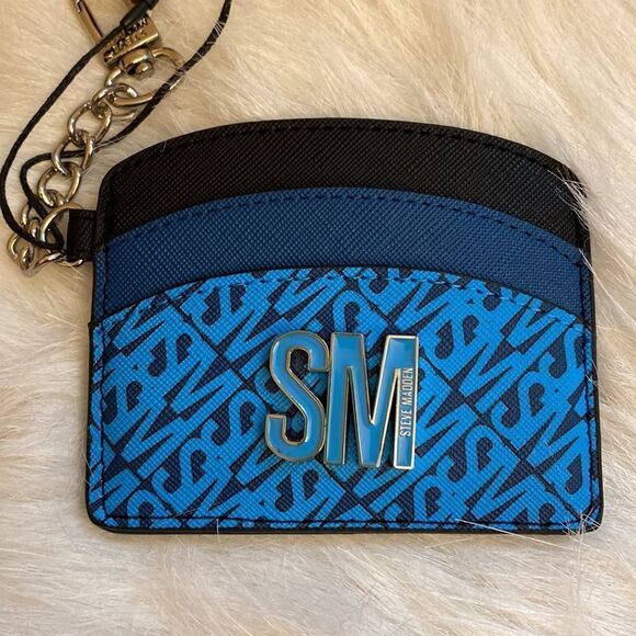 NWT Steve Madden Card Case Wallet - Blue/Black - Picture 7 of 8